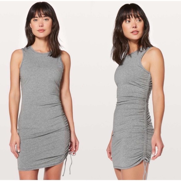 lululemon athletica Dresses & Skirts - Lululemon Cinch It Heathered Grey Mini Dress Size 8